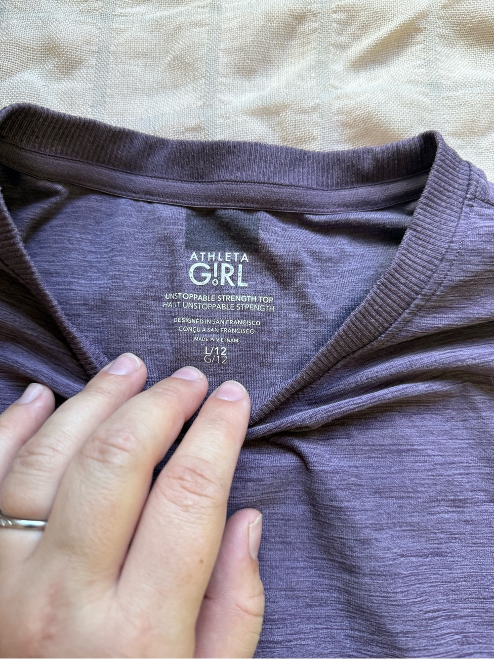 Athleta Heathered Lavender Long-Sleeve Crew Tee - Picture 3 of 6